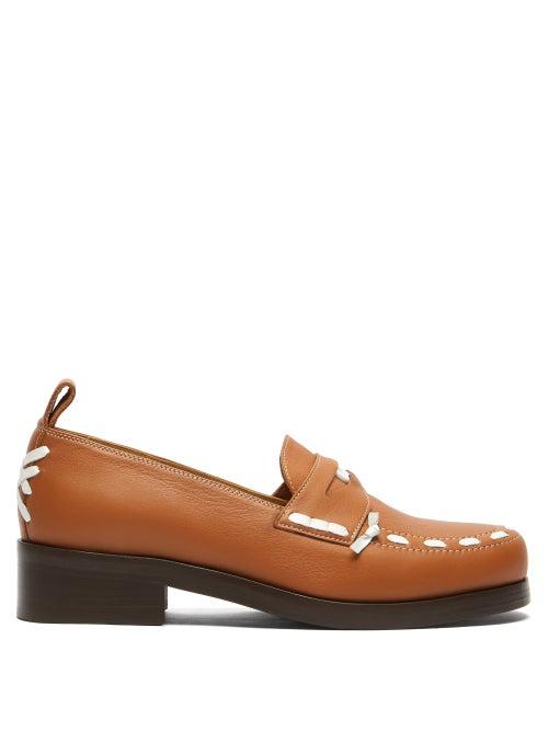 Matchesfashion.com Stefan Cooke - Stitched Leather Penny Loafers - Mens - Tan