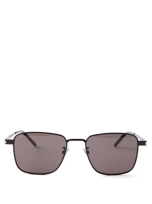 Saint Laurent Eyewear - Square Metal Sunglasses - Mens - Black