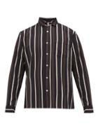 Matchesfashion.com King & Tuckfield - Striped Cotton Twill Shirt - Mens - Black