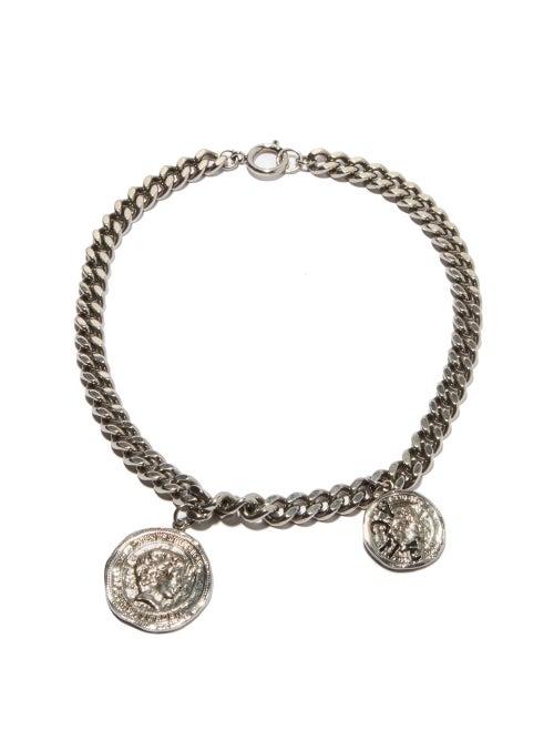 Matchesfashion.com Acne Studios - Coin-charm Antiqued-brass Necklace - Womens - Silver