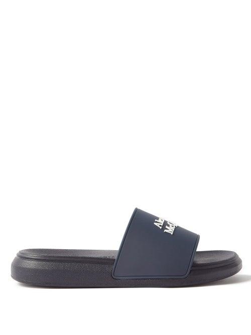 Alexander Mcqueen - Logo-embossed Rubber Slides - Womens - Navy
