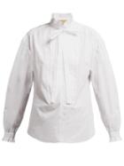 Matchesfashion.com Burberry - Jacobin Ruffle Neck Cotton Blouse - Womens - White