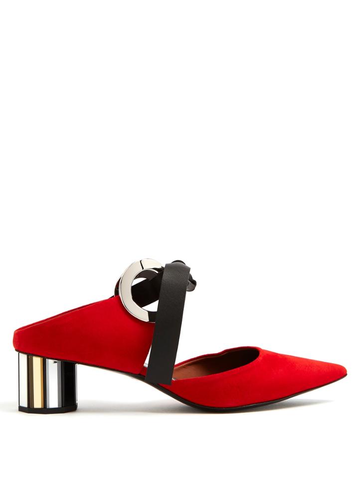 Proenza Schouler Front-tie Block-heeled Suede Mules