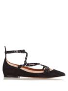 Valentino Love Latch Suede And Leather Flats