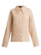 Matchesfashion.com Joseph - Ruben Exaggerated Point Collar Linen Shirt - Womens - Nude