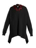 Matchesfashion.com Balenciaga - Scarf Detail Ribbed Sweater - Womens - Dark Grey
