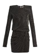 Matchesfashion.com Saint Laurent - Crystal Embellished Square Shoulder Dress - Womens - Black