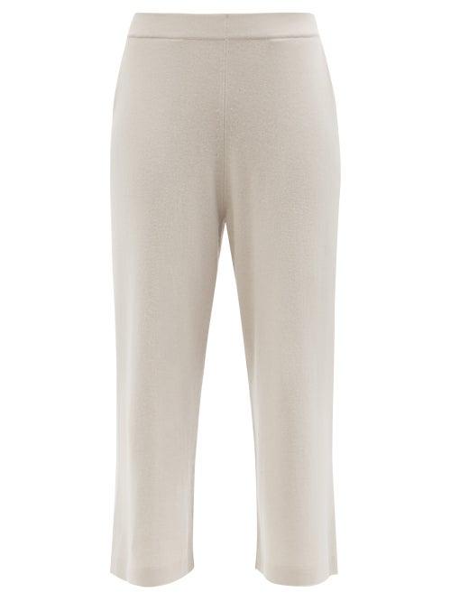 Allude - Cropped Cashmere Wide-leg Trousers - Womens - Light Grey