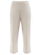 Allude - Cropped Cashmere Wide-leg Trousers - Womens - Light Grey