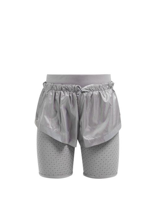 Matchesfashion.com Adidas By Stella Mccartney - Run Mesh Panel Performance Shorts - Womens - Silver