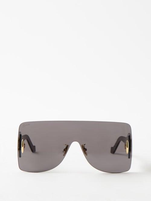 Loewe Eyewear - Oversized Flat-top Shield Sunglasses - Womens - Black