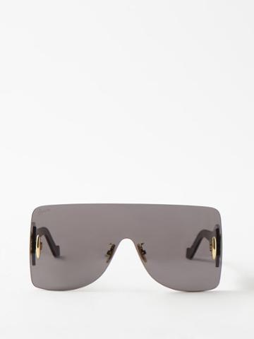 Loewe Eyewear - Oversized Flat-top Shield Sunglasses - Womens - Black