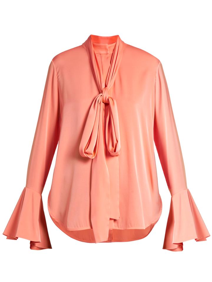 Ellery Lucky Neck-tie Stretch Silk-satin Blouse