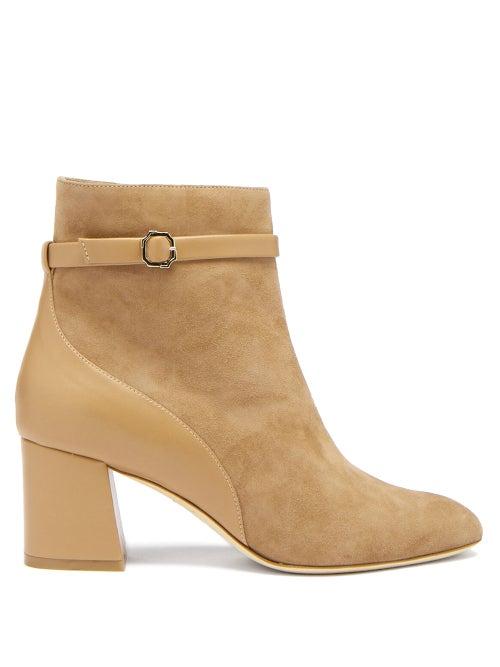 Ladies Shoes Malone Souliers - Kloe Suede And Leather Ankle Boots - Womens - Tan