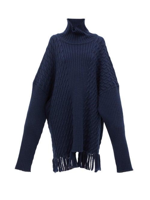 Matchesfashion.com Vetements - Scarf Roll Neck Sweater - Womens - Navy