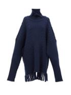 Matchesfashion.com Vetements - Scarf Roll Neck Sweater - Womens - Navy