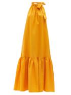 Matchesfashion.com Asceno - Ibiza Tie-halterneck Linen Maxi Dress - Womens - Yellow