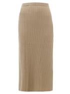 Matchesfashion.com Allude - Rib-knitted Cashmere Midi Skirt - Womens - Brown
