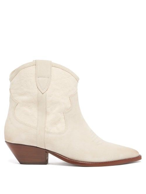 Matchesfashion.com Isabel Marant - Demar Suede Ankle Boots - Womens - White