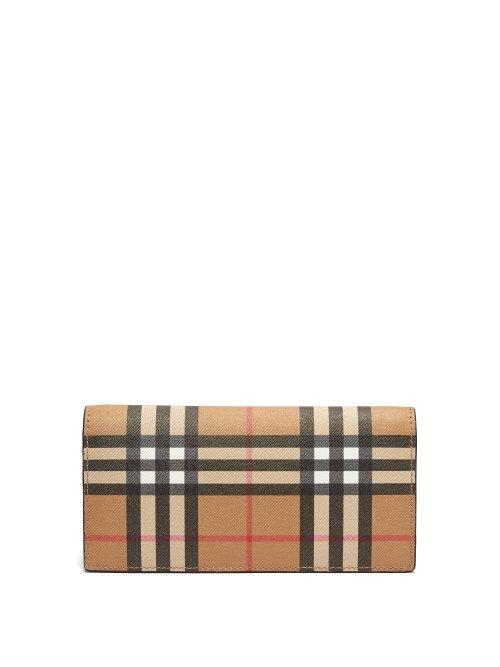 Matchesfashion.com Burberry - Cavendish Vintage Check Continental Leather Wallet - Mens - Tan Multi