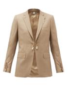 Matchesfashion.com Burberry - Pearl-charm Single-breasted Wool-blend Jacket - Womens - Beige