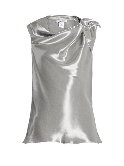 Matchesfashion.com Oscar De La Renta - Cowl Neck Sleeveless Top - Womens - Silver