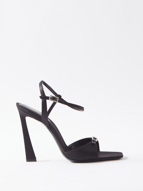 Saint Laurent - Venue 105 Crystal-buckle Silk-satin Sandals - Womens - Black
