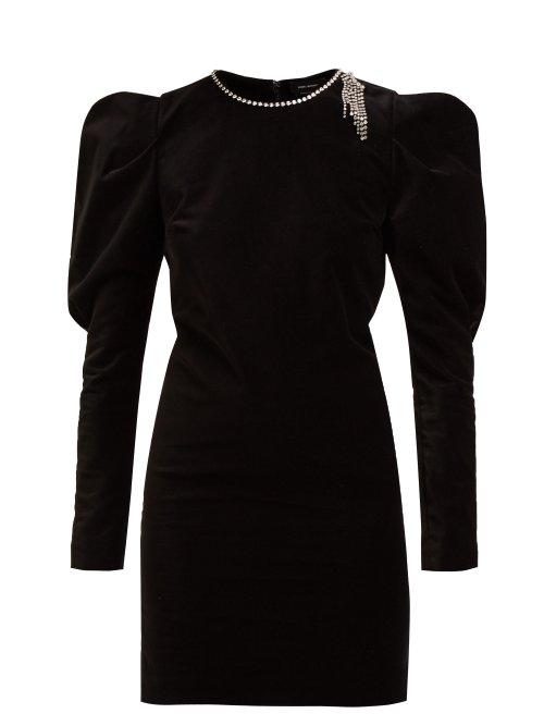 Matchesfashion.com Isabel Marant - Ziane Rhinestone Embellished Velvet Dress - Womens - Black