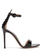 Matchesfashion.com Gianvito Rossi - Corset 105 Lace Up Patent Leather Sandals - Womens - Black