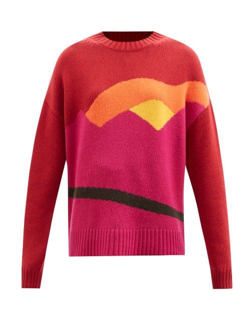 Jw Anderson - Landscape-jacquard Wool-blend Sweater - Womens - Red Multi