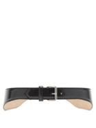 Matchesfashion.com Alexander Mcqueen - Curved Leather Belt - Womens - Black