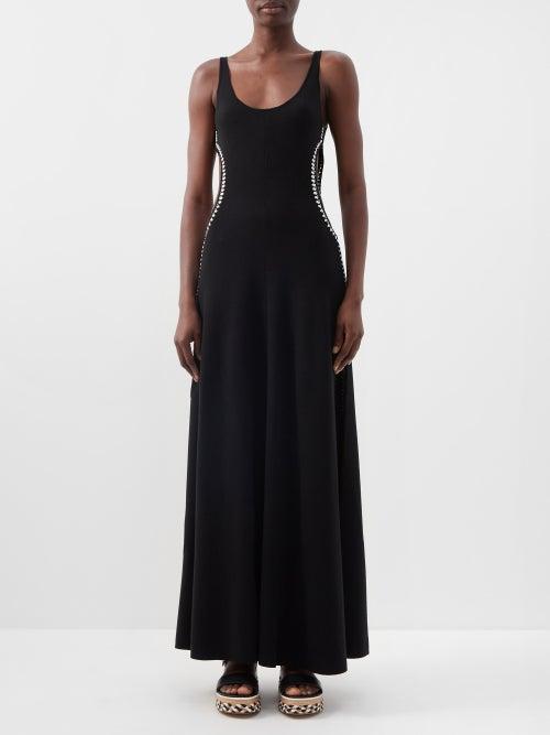 Chlo - Crochet Side-cutout Wool Maxi Dress - Womens - Black