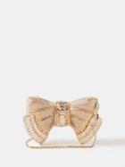 Judith Leiber - Bow Deco Crystal-embellished Clutch Bag - Womens - Light Gold