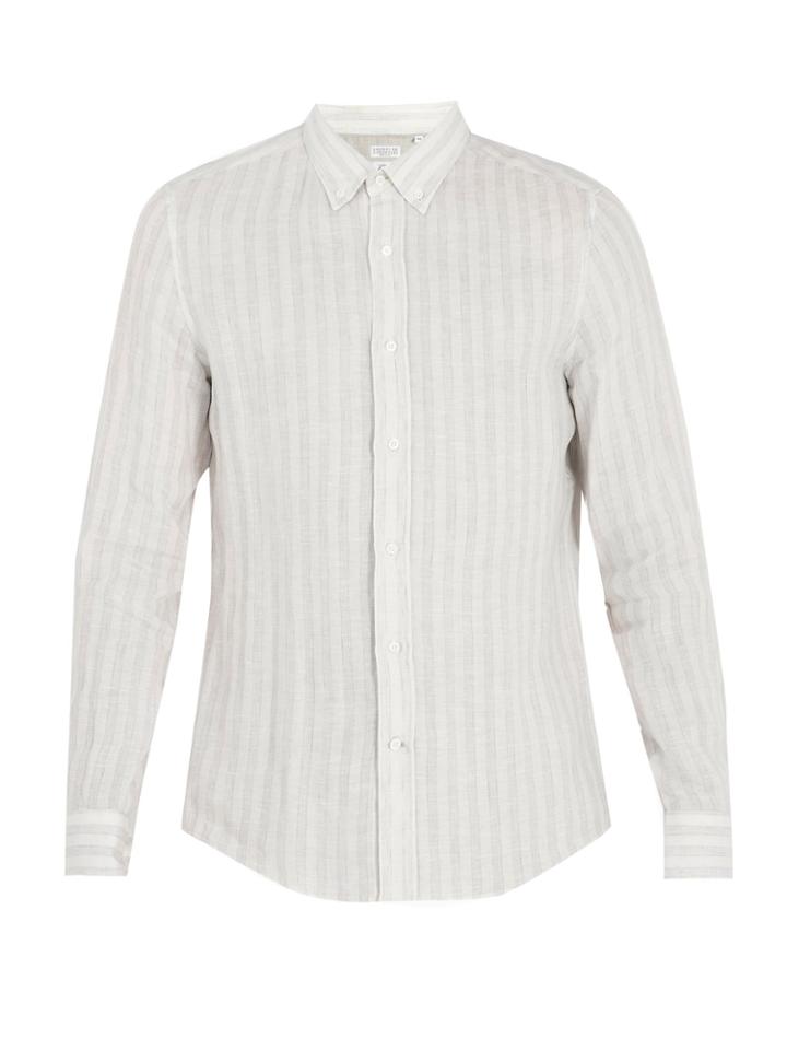 Brunello Cucinelli Striped Linen Shirt