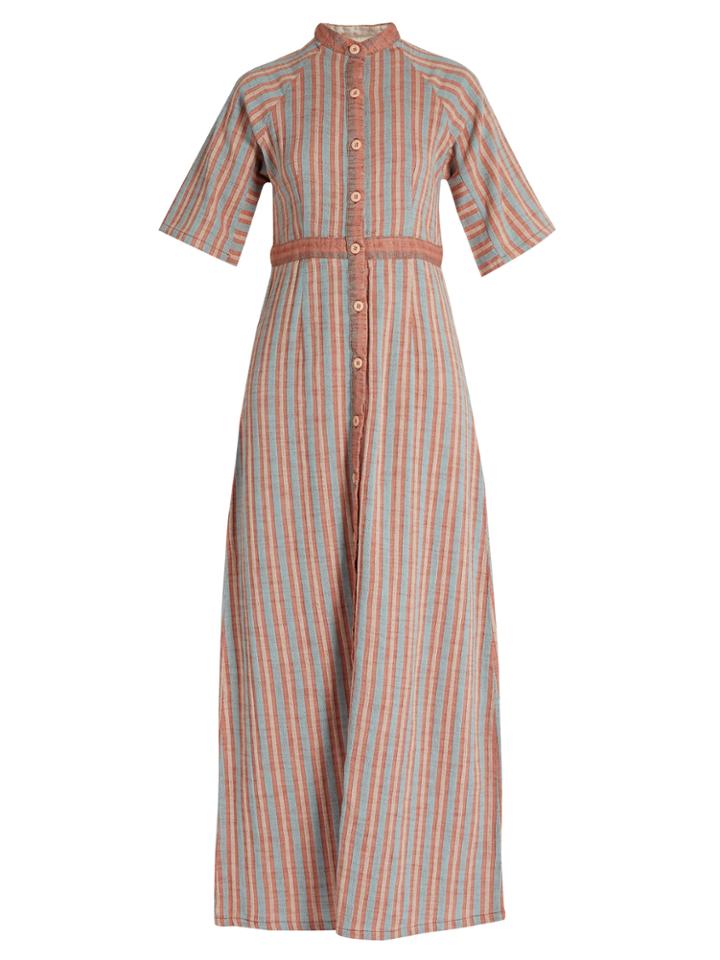 Ace & Jig Ballad Stand-collar Striped-cotton Dress