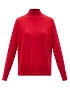 Allude - High-neck Wool Sweater - Womens - Red