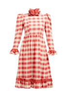 Matchesfashion.com Batsheva - Ruffle Cotton Prairie Midi Dress - Womens - Red White