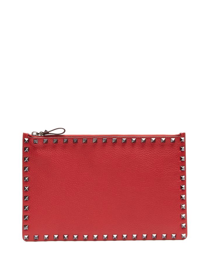 Valentino Rockstud Grained-leather Pouch