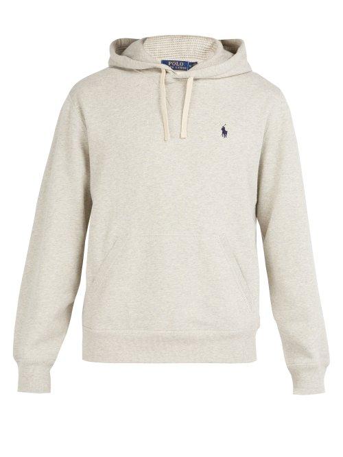 Matchesfashion.com Polo Ralph Lauren - Fleece Back Cotton Jersey Hooded Sweatshirt - Mens - Grey