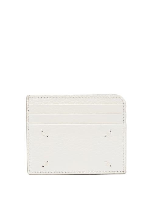 Matchesfashion.com Maison Margiela - Four-stitches Grained-leather Cardholder - Womens - White