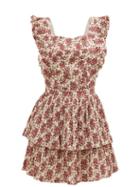 Matchesfashion.com Sir - Flore Floral-print Tie-back Cotton-blend Dress - Womens - Red Print