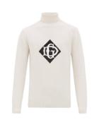 Matchesfashion.com Dolce & Gabbana - Logo Appliqu Roll Neck Wool Sweater - Mens - White
