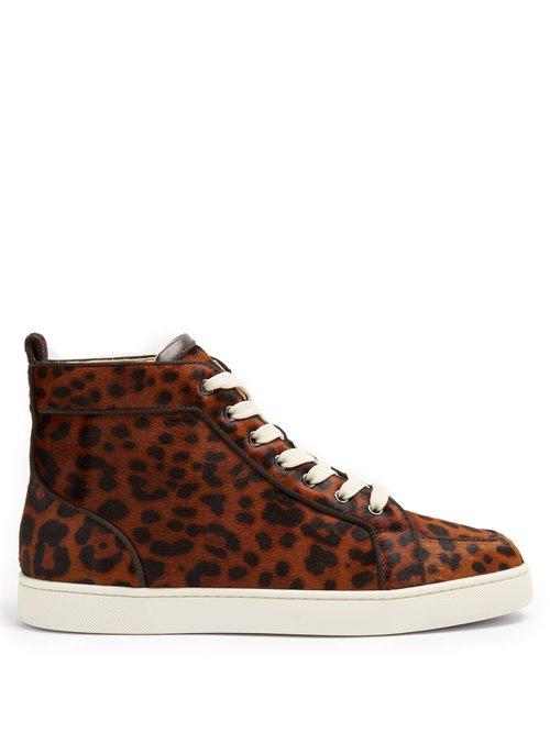 Matchesfashion.com Christian Louboutin - Rantus Orlato High Top Calf Hair Trainers - Mens - Brown Multi