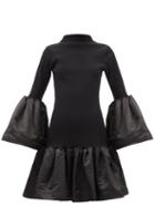 Marques'almeida - Ruffled Satin-trim Cotton-blend Jersey Dress - Womens - Black