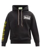 Matchesfashion.com Aries - Logo-print Cotton-jersey Hooded Sweatshirt - Mens - Black