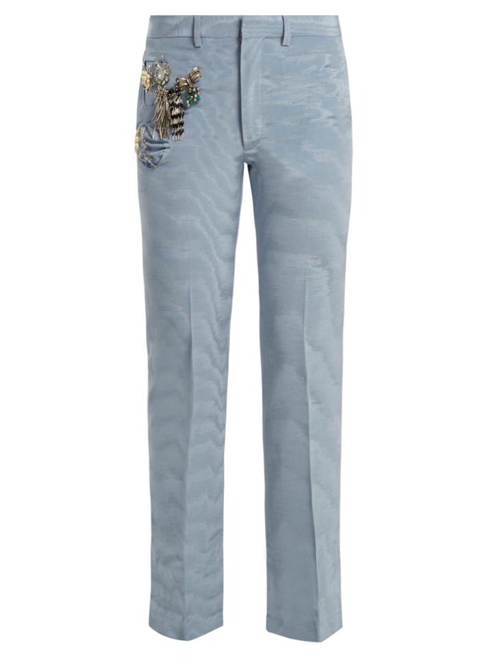 Toga Embellished Straight-leg Silk-blend Trousers
