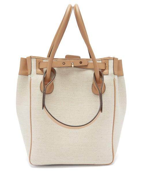 Matchesfashion.com Rodo - Medium Leather-trimmed Linen Tote Bag - Womens - Beige