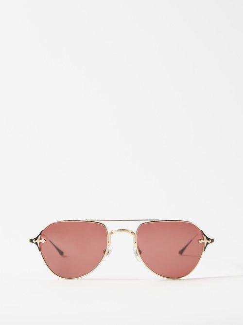 Matsuda - Aviator Metal Sunglasses - Mens - Pink Gold