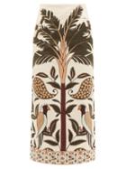 Johanna Ortiz - Ritmos De Selva Printed Cotton Midi Skirt - Womens - Ivory Multi