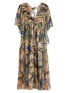Rochas Tulip-print Silk-chiffon Midi Dress